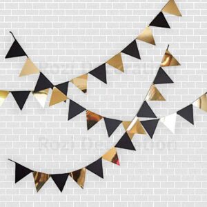 Party Bunting Flags Banner (Black & Gold)