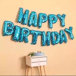 “Happy Birthday” Polka dot Blue Foil balloon