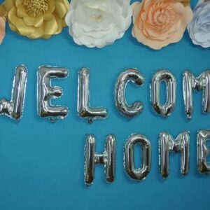 “Welcome Home” Silver Foil balloon