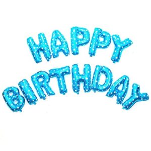 “Happy Birthday” Polka dot Blue Foil balloon